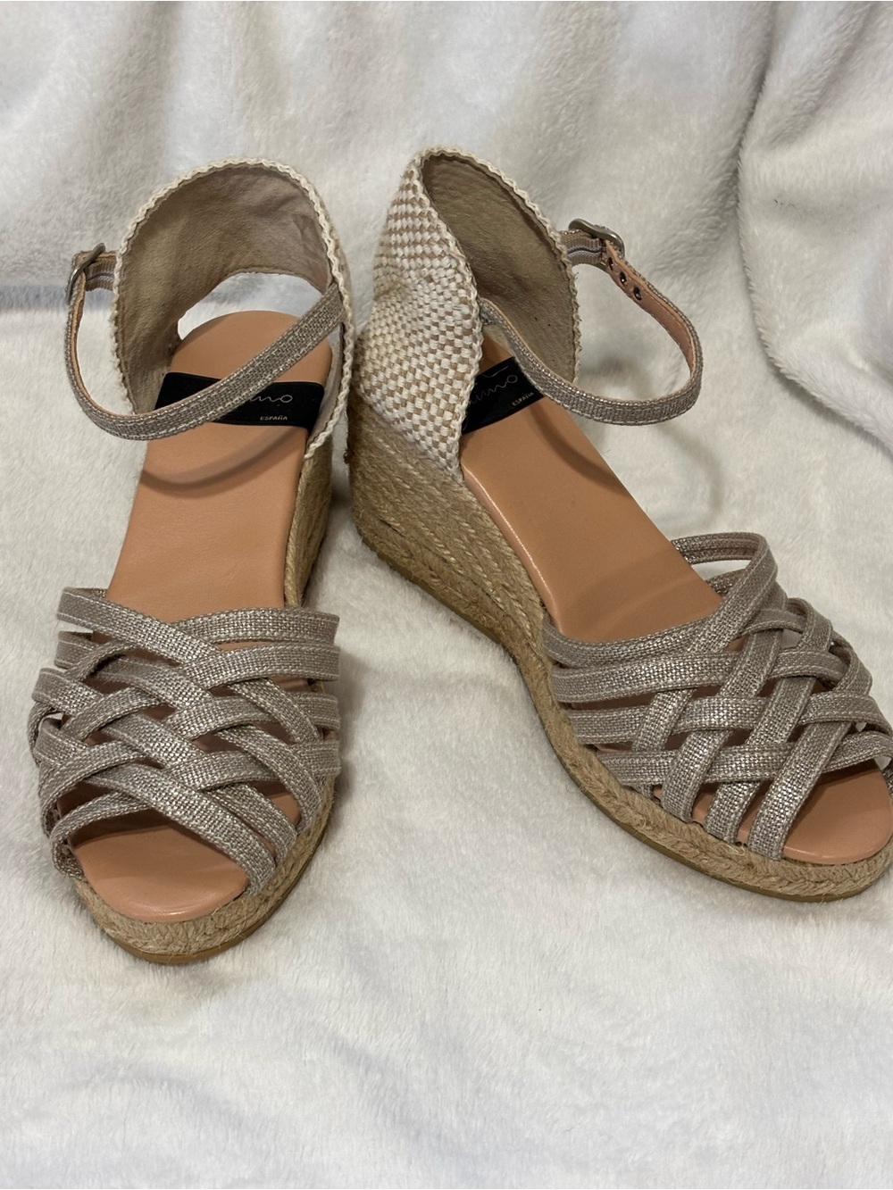 GAIMO Woven Espadrille Wedge Sandals Sz 38 / 7.5 Spain